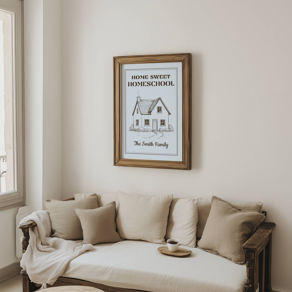 Home Sweet Homeschool Poster — Personalized Family Wall Art | Sky Blue Vintage Style Paper Wall Art for Homeschool Decor