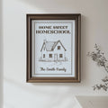 Home Sweet Homeschool Poster — Personalized Family Wall Art | Sky Blue Vintage Style Paper Wall Art for Homeschool Decor
